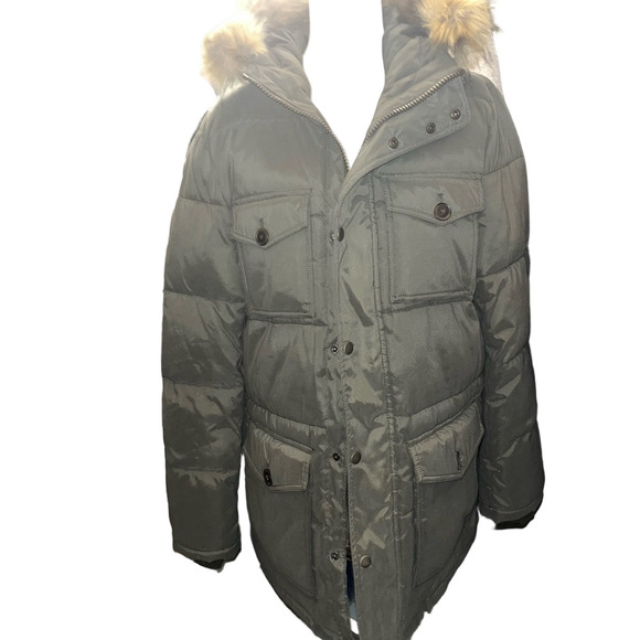 VEUC TOMMY HILFIGER Women’s or Mens Olive Green Puffer Jacket with Fau… - Picture 12 of 12